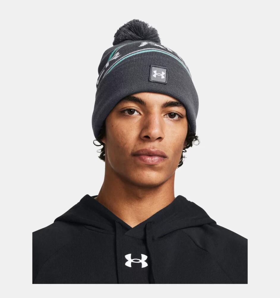 Under Armour Halftime Pom Beanie- Black Pitch Gray 3/3