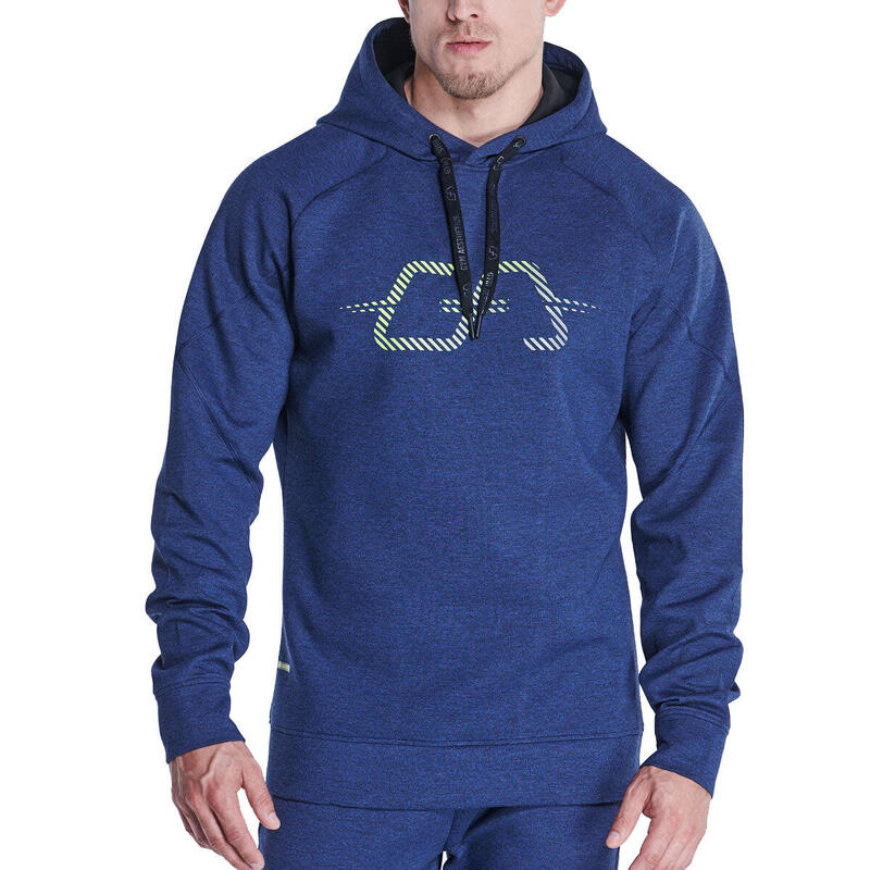 Men Plain LOGO Lightweight Hooded Sweatshirts Hoodie - Navy blue
