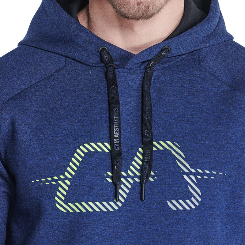 Men Plain LOGO Lightweight Hooded Sweatshirts Hoodie - Navy blue