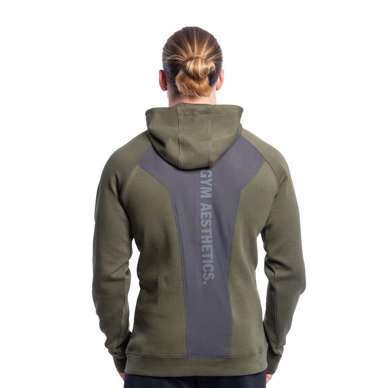 Men Printed Zip Hooded Sweatshirts Hoodie - OLIVE GREEN