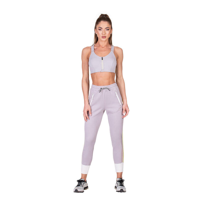 Women Three Track Long Sweatpants with Zipper - DARK GREY