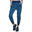 Women Printed Long Sweatpants with Zipper - BLUE