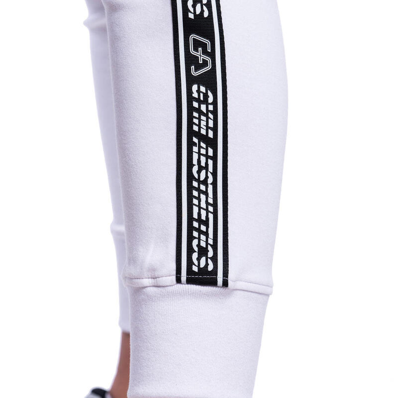 Women Track Long Sweatpants with Zipper - WHITE