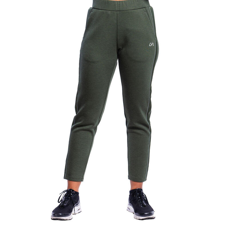 Women GA Long Sweatpants with Zipper - Black olive