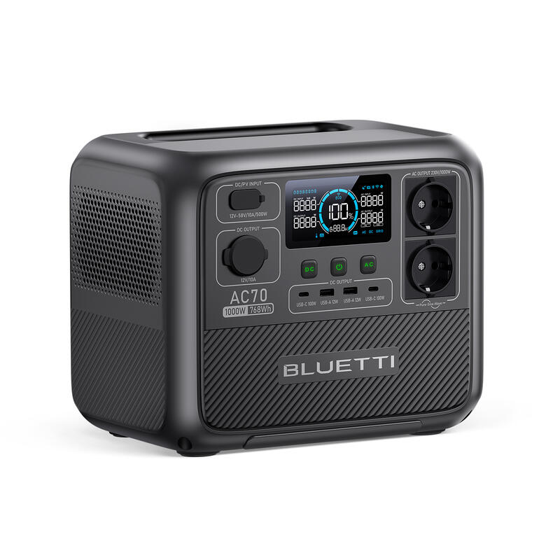 BLUETTI AC70 draagbare krachtcentrale, 768Wh LiFePO4 batterij voor camping