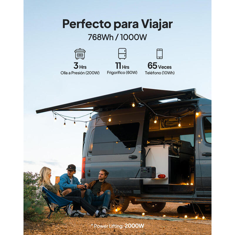 Central eléctrica portátil BLUETTI AC70, bateria LiFePO4 de 768Wh para campismo