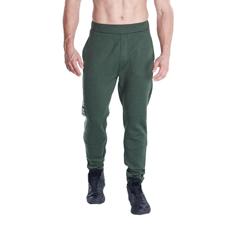 Men Sideband Waterproof Long Sweatpants with Zipper - Olive