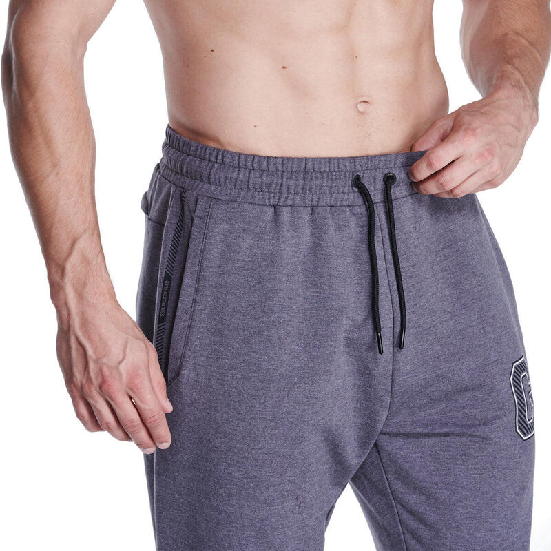Men GA Logo Coldproof Long Cotton Pants with Zipper - BLACK
