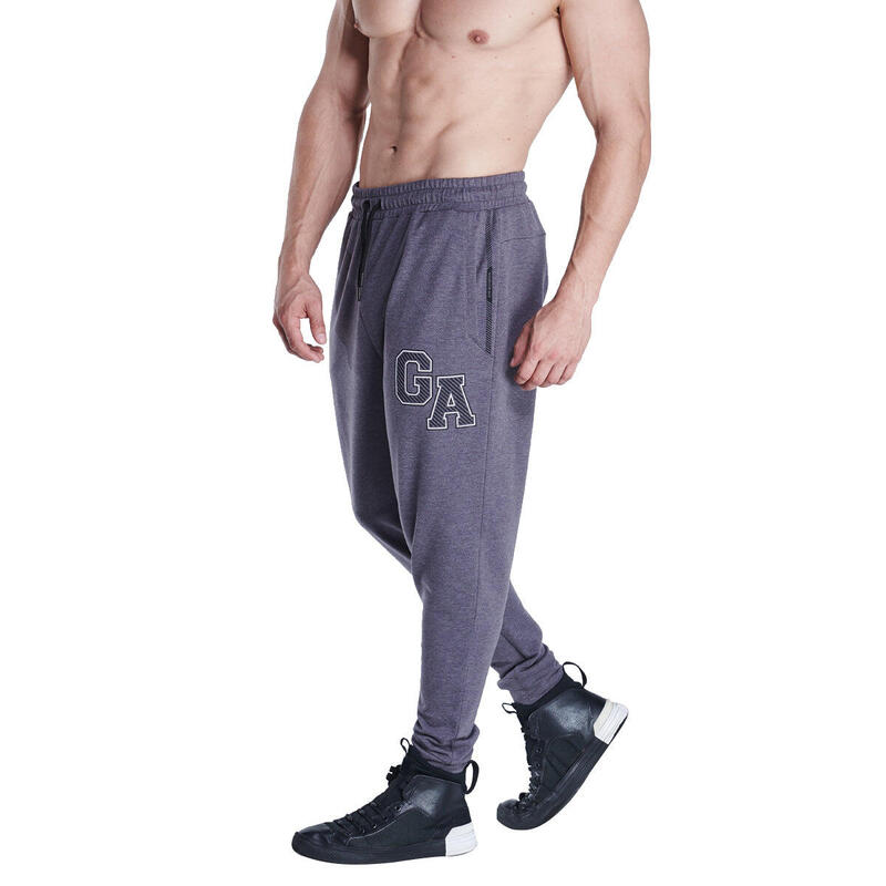 Men GA Logo Coldproof Long Cotton Pants with Zipper - BLACK