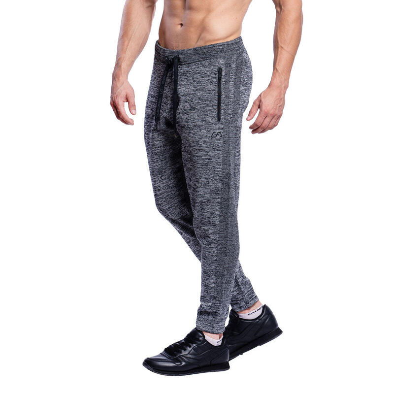 Men Pattern Coldproof Long Cotton Pants with Zipper - GREY