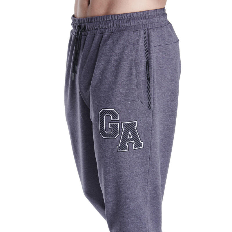 Men GA Logo Coldproof Long Cotton Pants with Zipper - BLACK