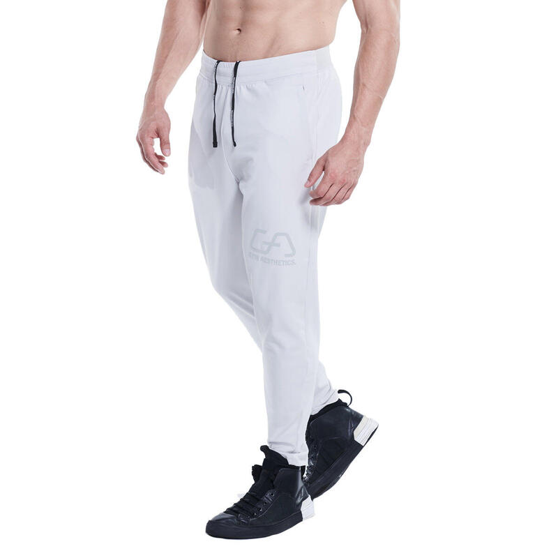 Men Logo Coldproof Long Cotton Pants with Zipper - DARK GREY