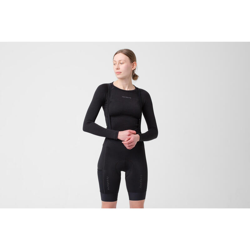 Maglia intima a maniche lunghe da ciclismo da donna Merino Nero