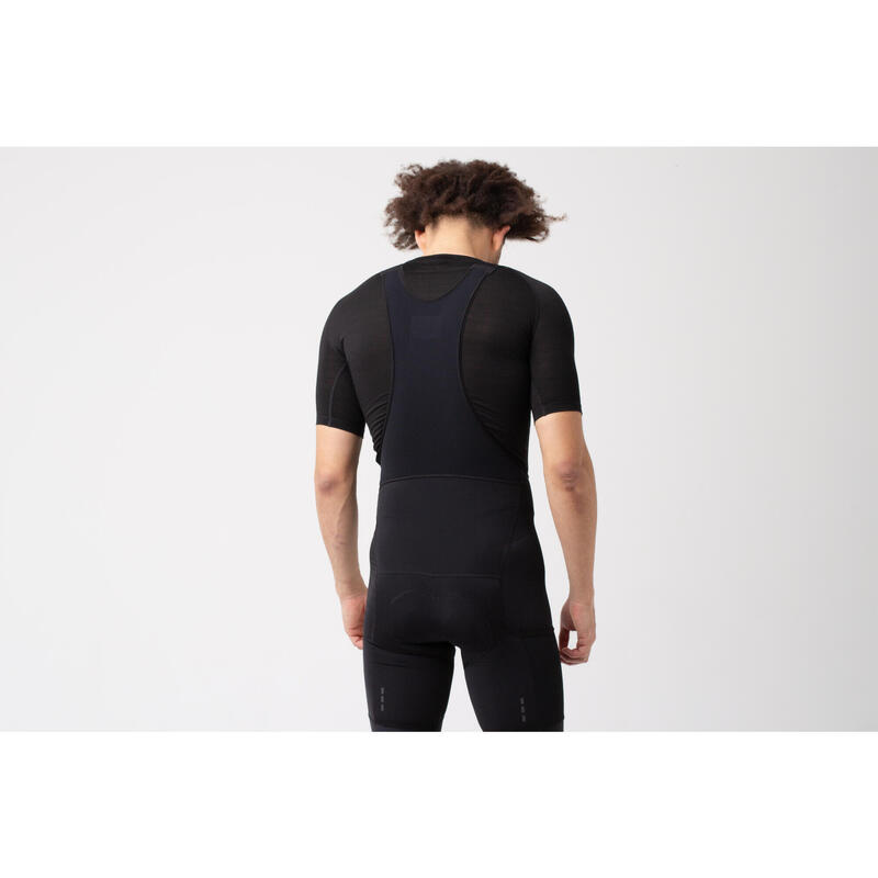 Sous-couche à manches courtes de cyclisme pour hommes Merino Noir