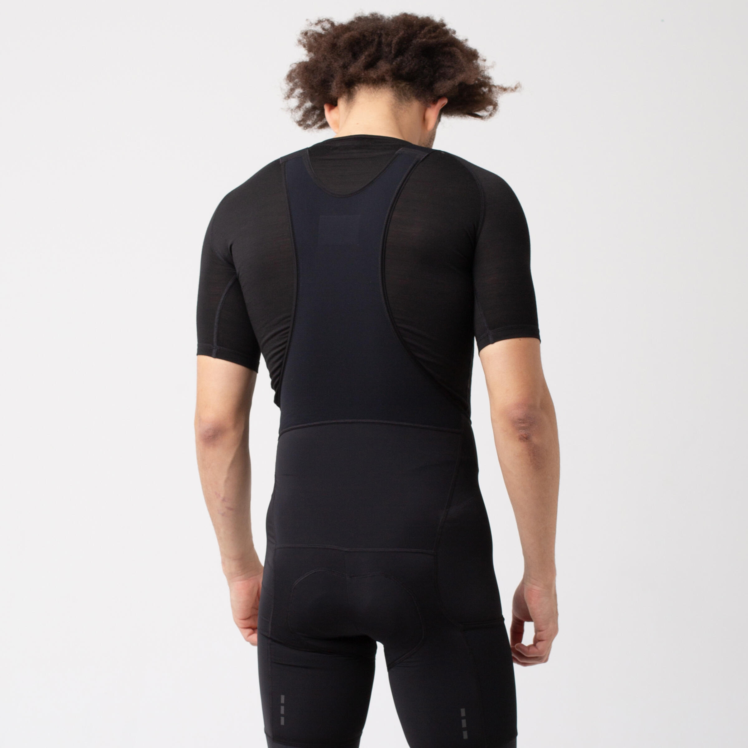 Heren wieler Shirt met korte mouwen als baselayer Merino Zwart 3/4