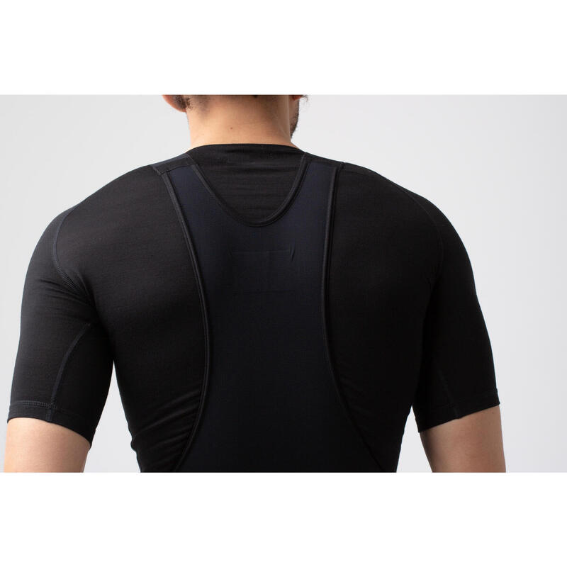 Sous-couche à manches courtes de cyclisme pour hommes Merino Noir