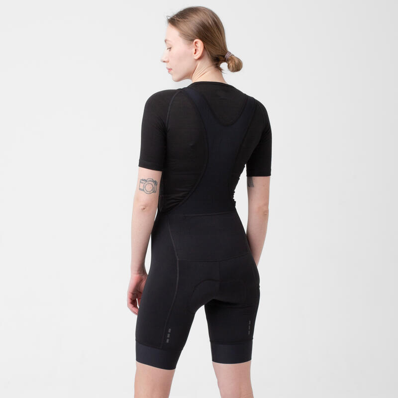 Sous-couche à manches courtes de cyclisme pour femmes Merino Noir