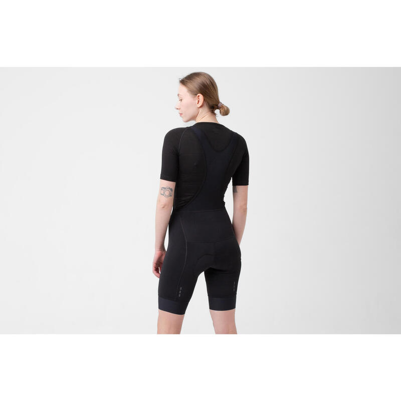 Dames wieler Shirt met korte mouwen als baselayer Merino Zwart