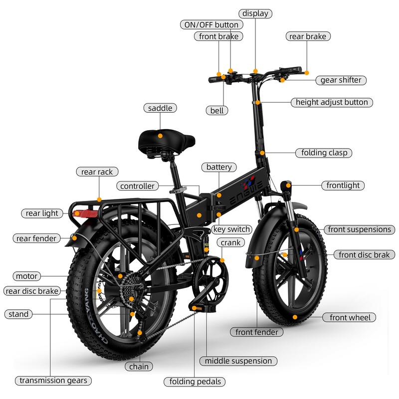 ENGWE ENGINE X 250W elektrische fiets - 60KM autonomie - Schijfremmen - Zwart
