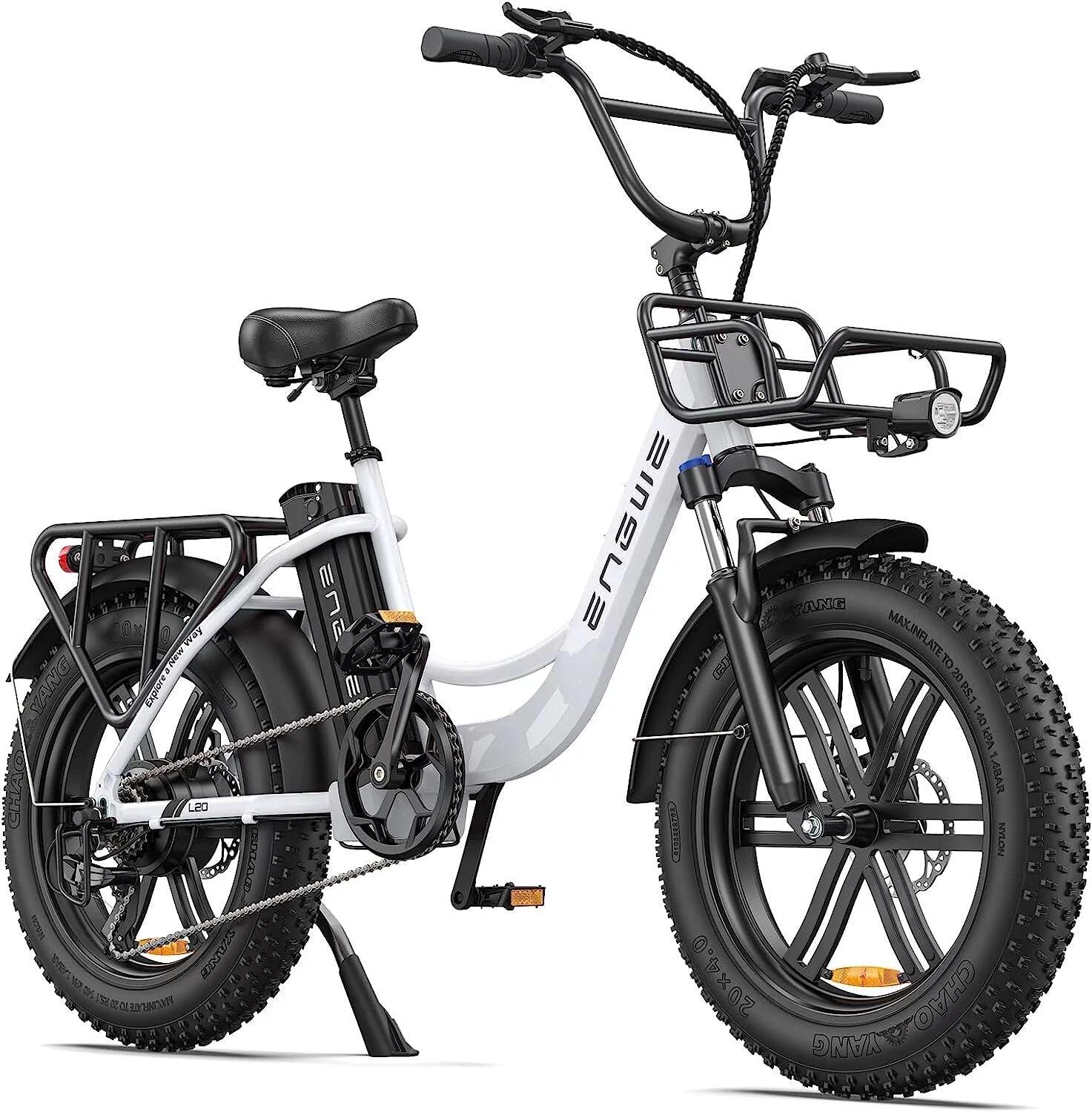 Bicicleta elétrica l20 fat tire 250w - branca