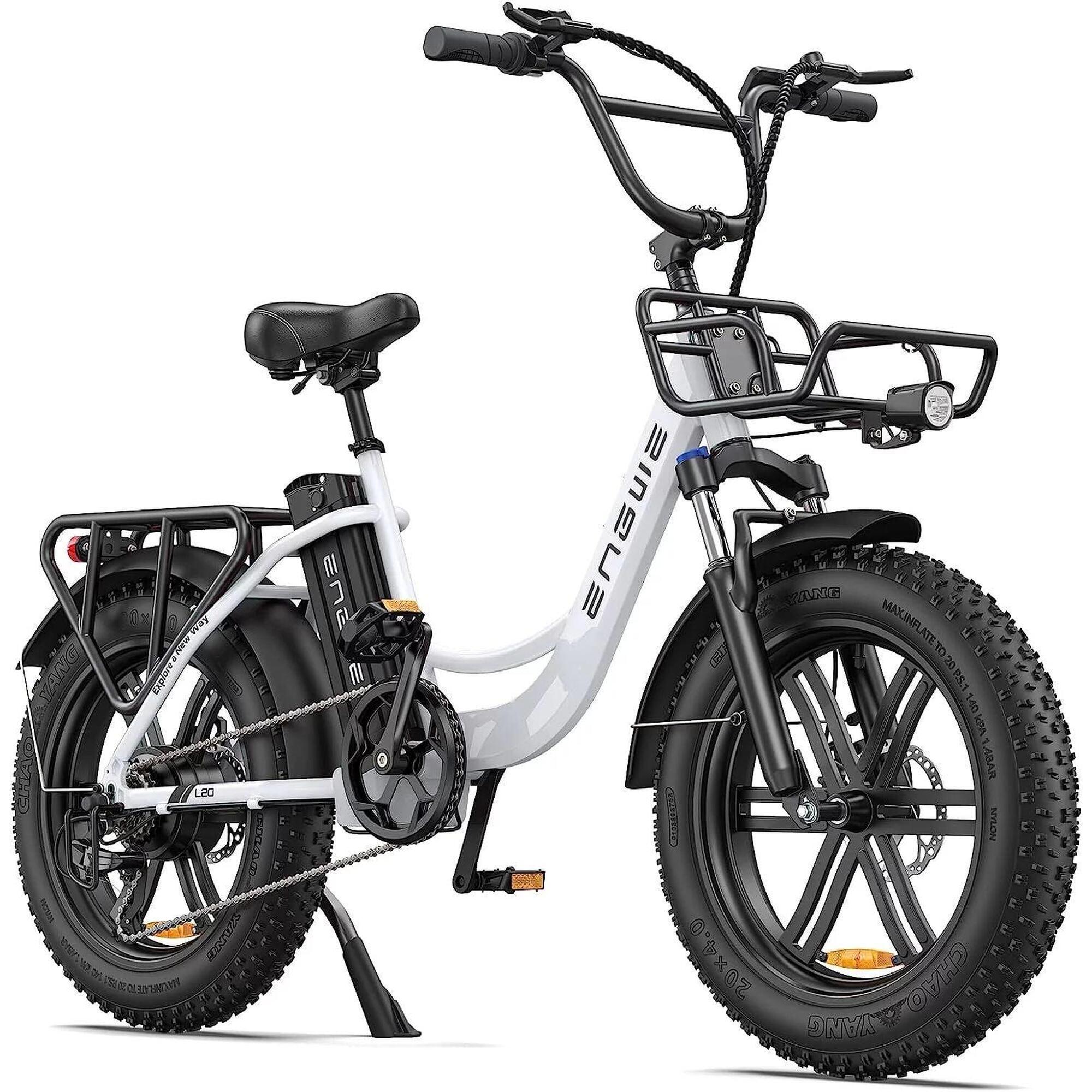 Bicicleta elétrica L20 fat tire 250W - branca