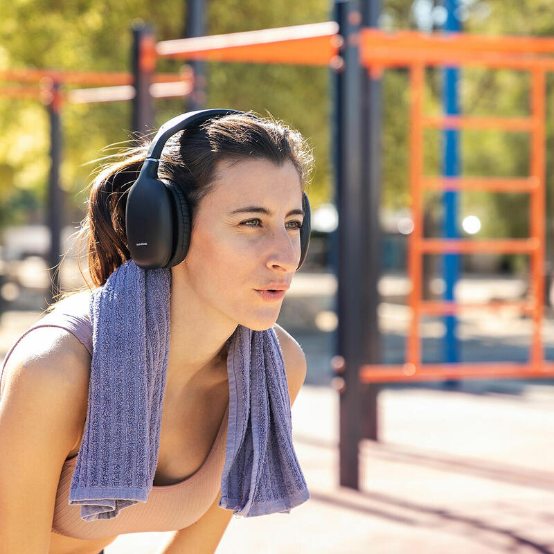 Casque d'écoute sans fil pliable Noir