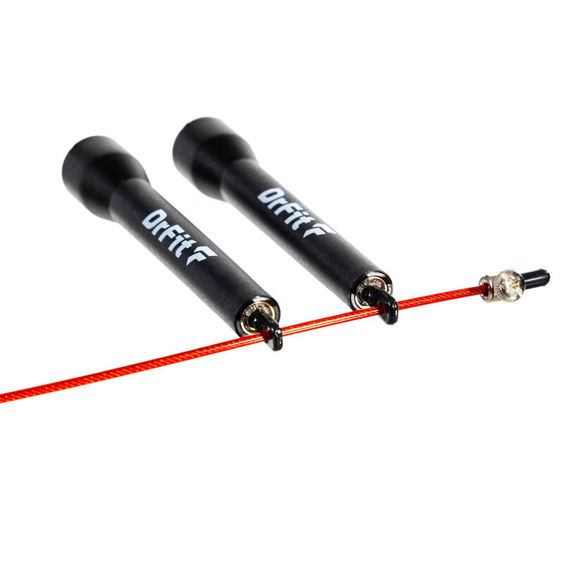DrFit Skakanka z łożyskami Speed Rope czarna + czerwona linka 3,6 m