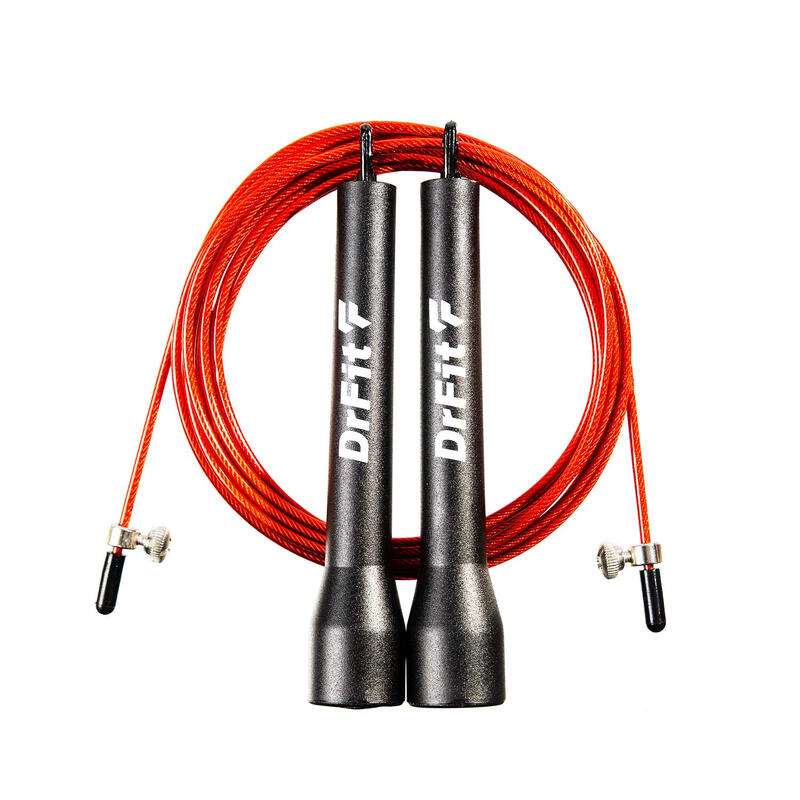 DrFit Skakanka z łożyskami Speed Rope czarna + czerwona linka 3,6 m