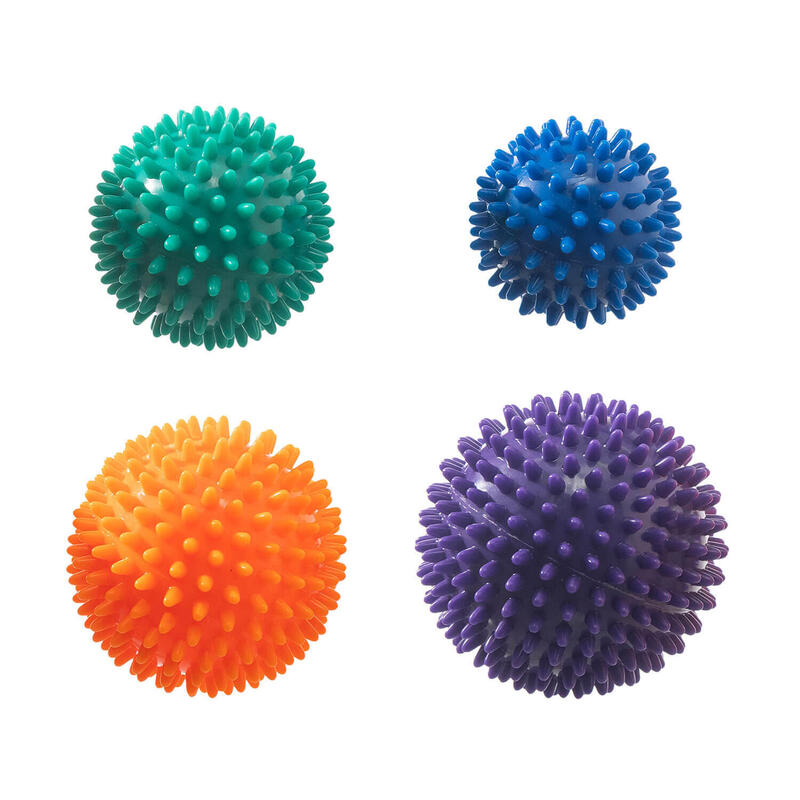 DrFit Twarde piłki z wypustkami sensorycznymi - zestaw 4 piłek