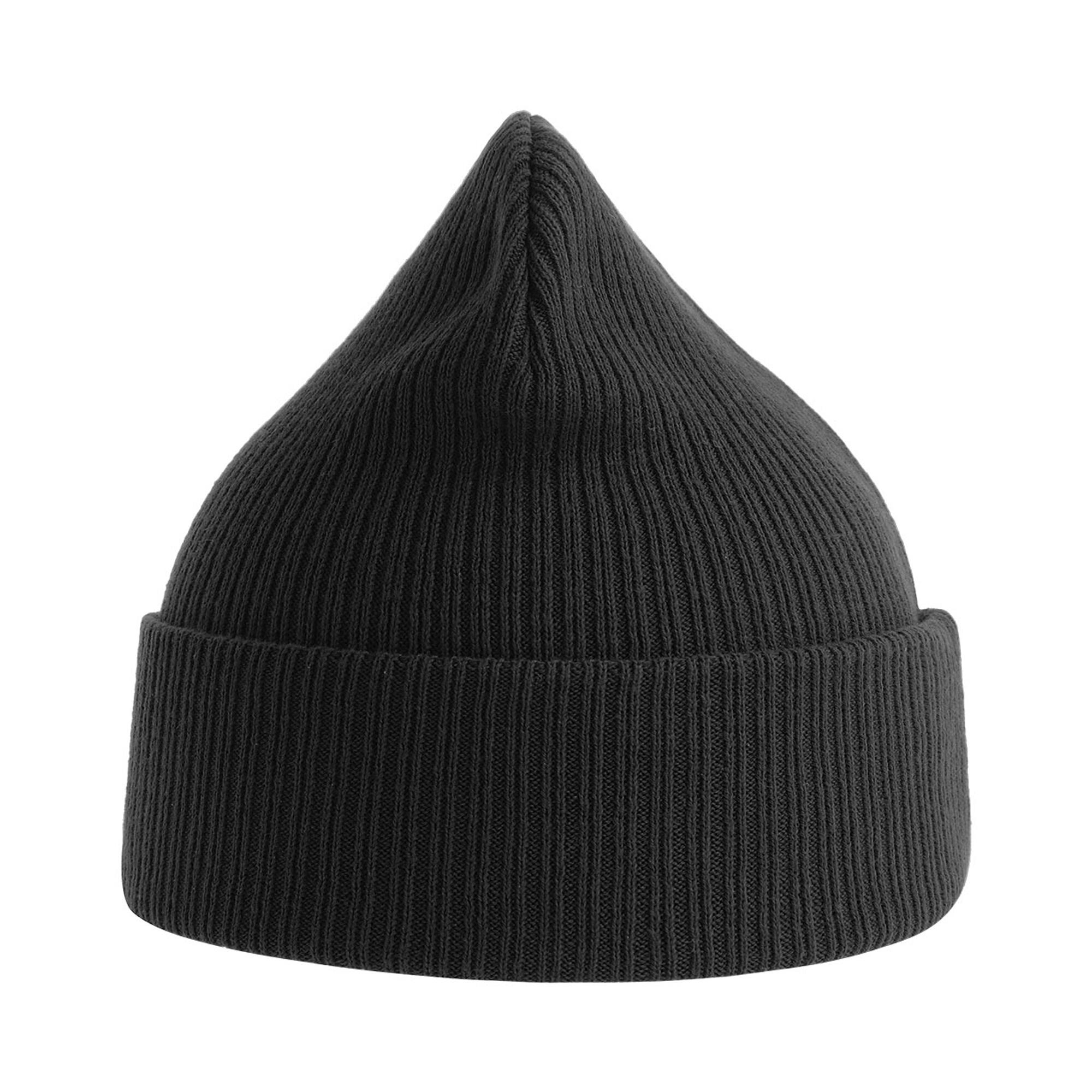 Unisex Adult Nelson Ribbed Organic Cotton Beanie (Black) 3/3