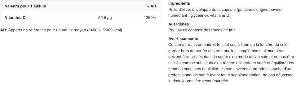 Vitamine D3 - 180 Gélules 2/3