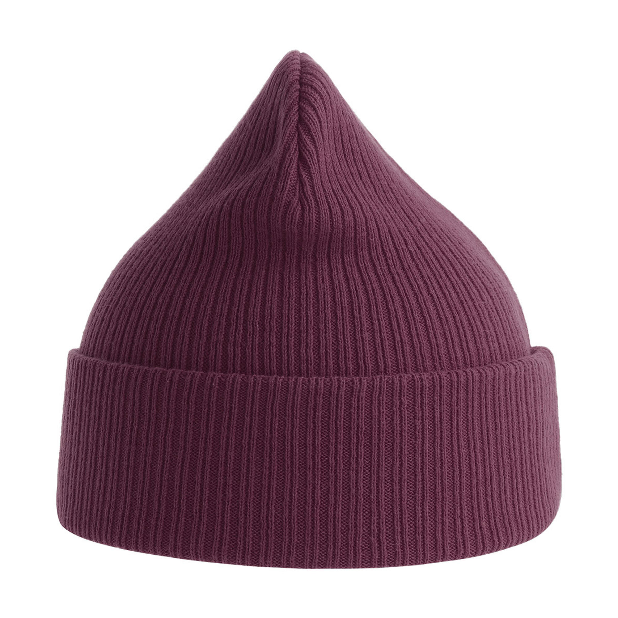 Unisex Adult Nelson Ribbed Organic Cotton Beanie (Burgundy) 3/3