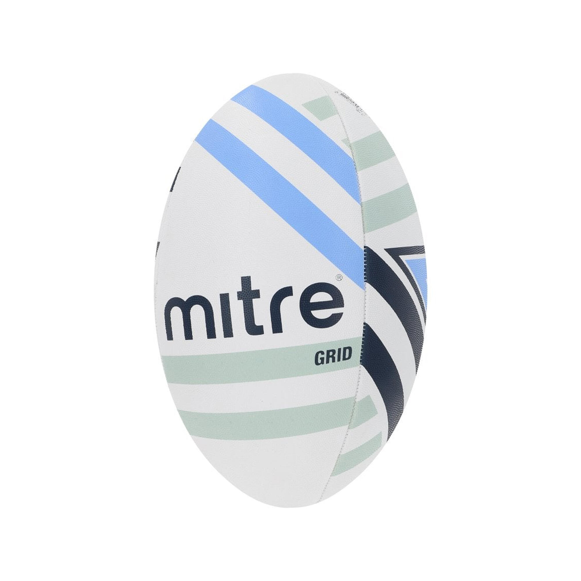 Grid Rugby Ball (White/Black/Blue) 3/4