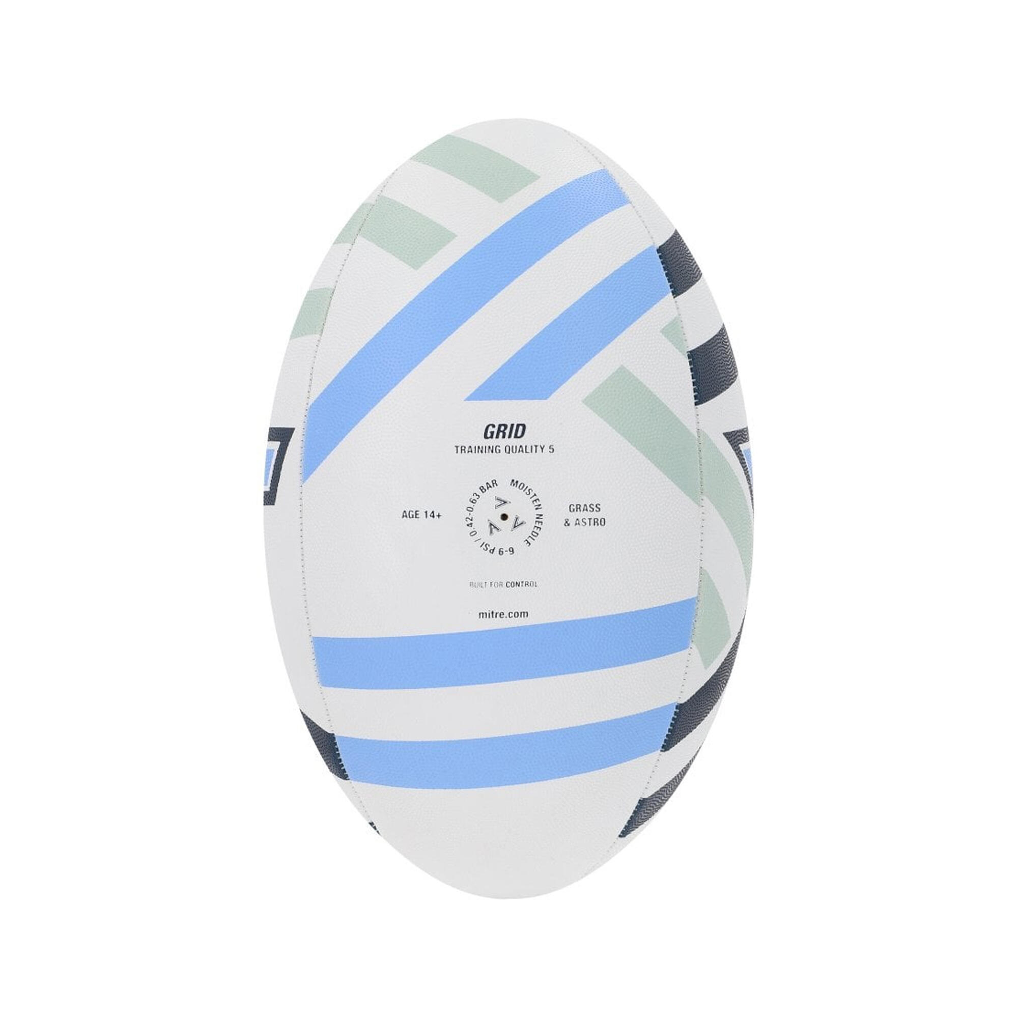 Pallone da rugby GRID (bianco / nero / blu)