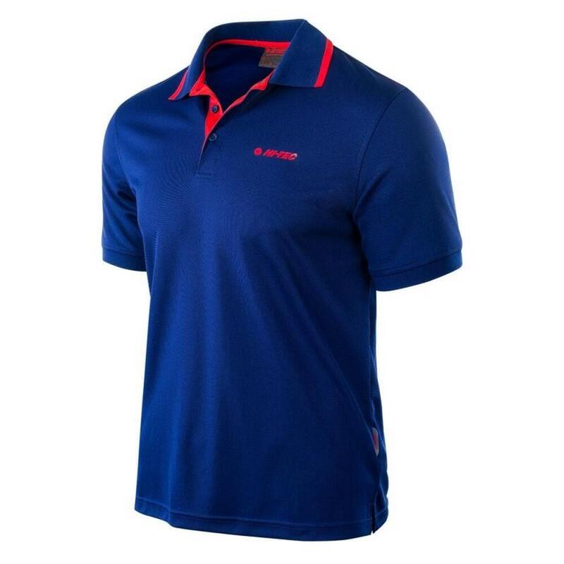 Heren Polo Shirt met Contrast Paneel (Blauw/hoog risico Rood)