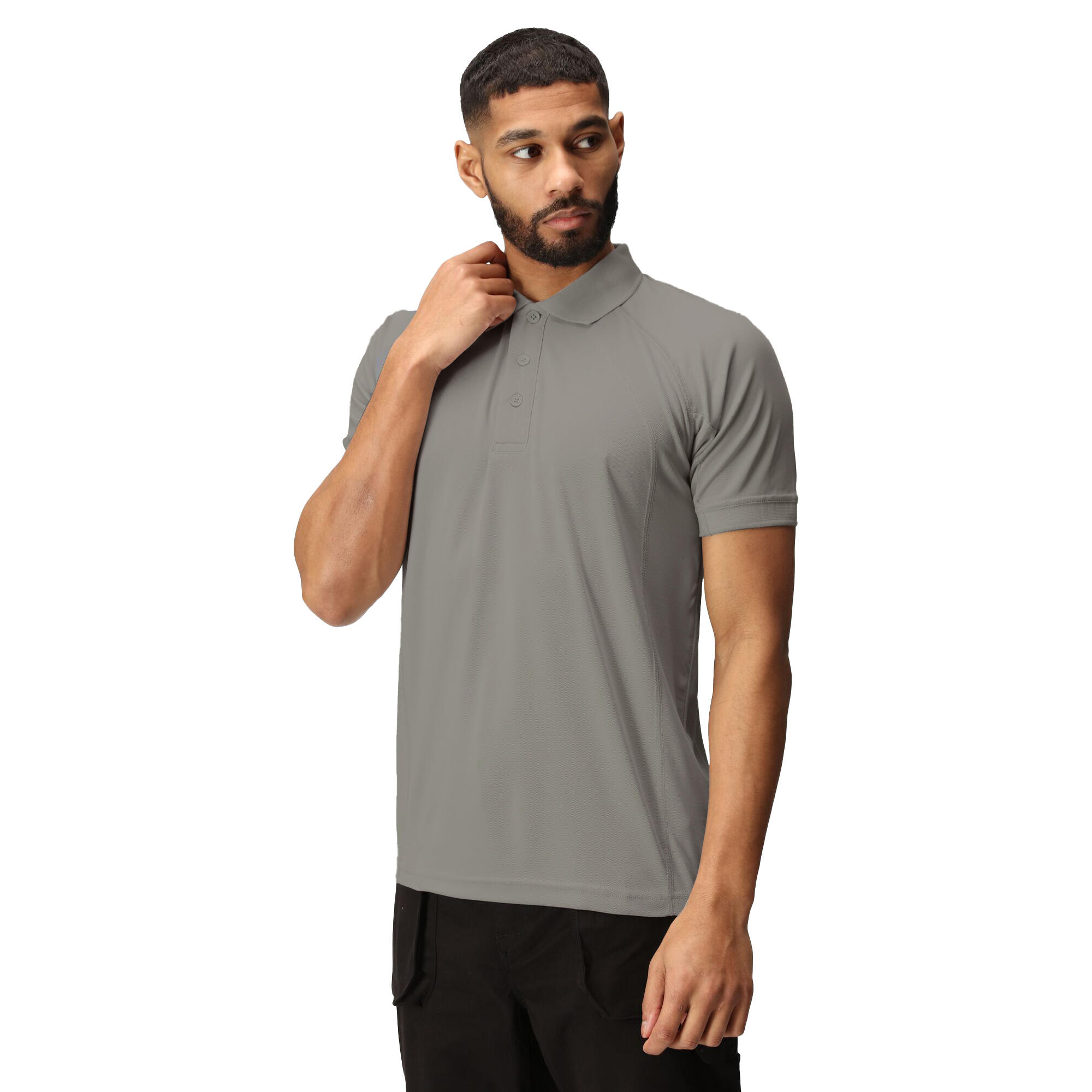 Professional Mens Coolweave Short Sleeve Polo Shirt (Silver Grey) 3/4