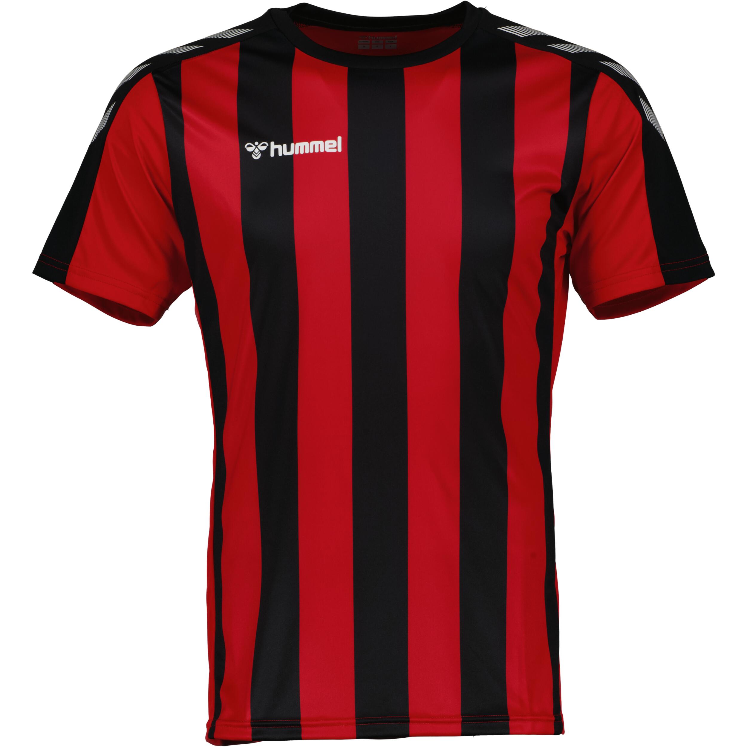 Stripe jersey for kids, great for football, in true red/black 1/3