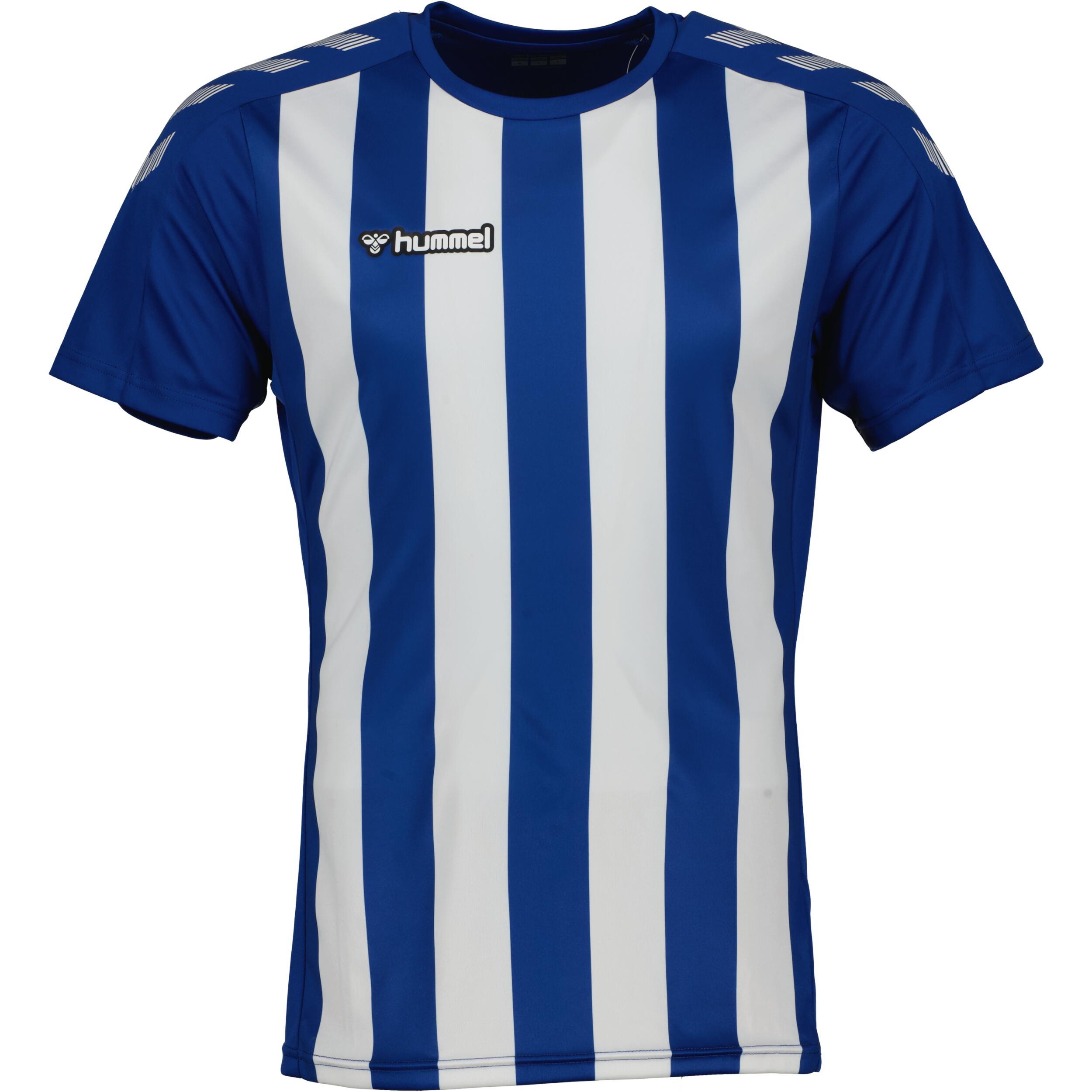 Stripe jersey for men, great for football, in true blue/white 1/3