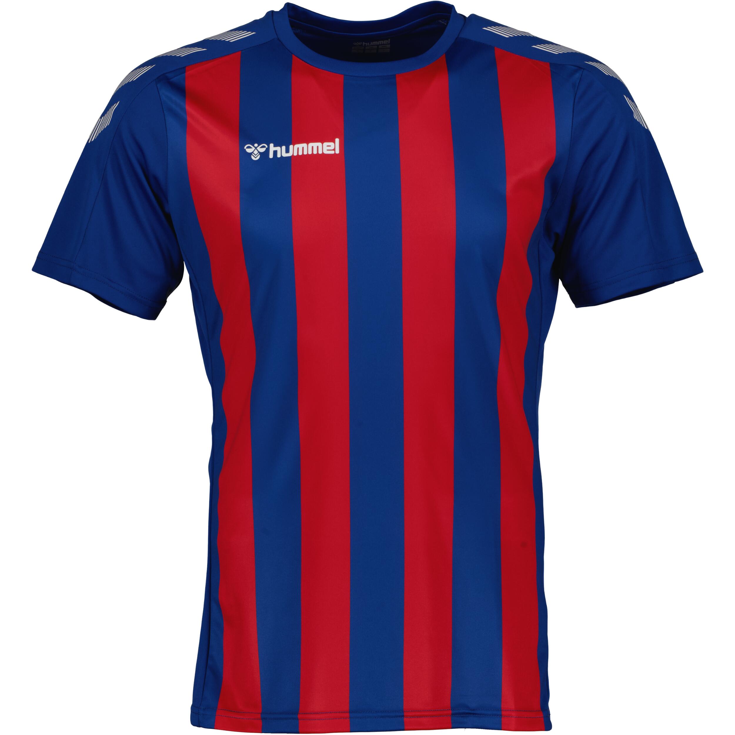 Stripe jersey for men, great for football, in true blue/true red 1/3