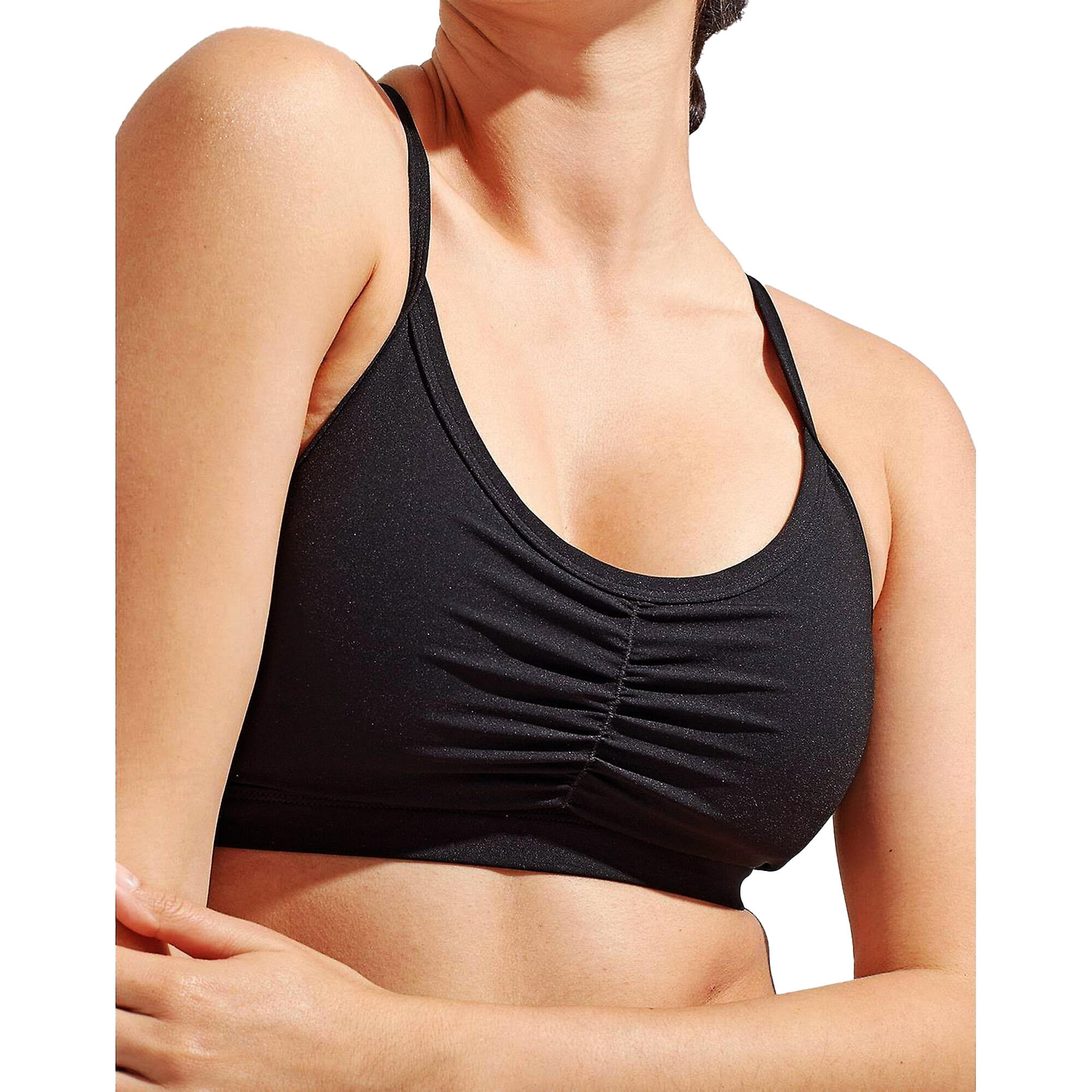Reggiseno Sportivo Increspato Impatto Medio Donna TriDri Nero 3/3