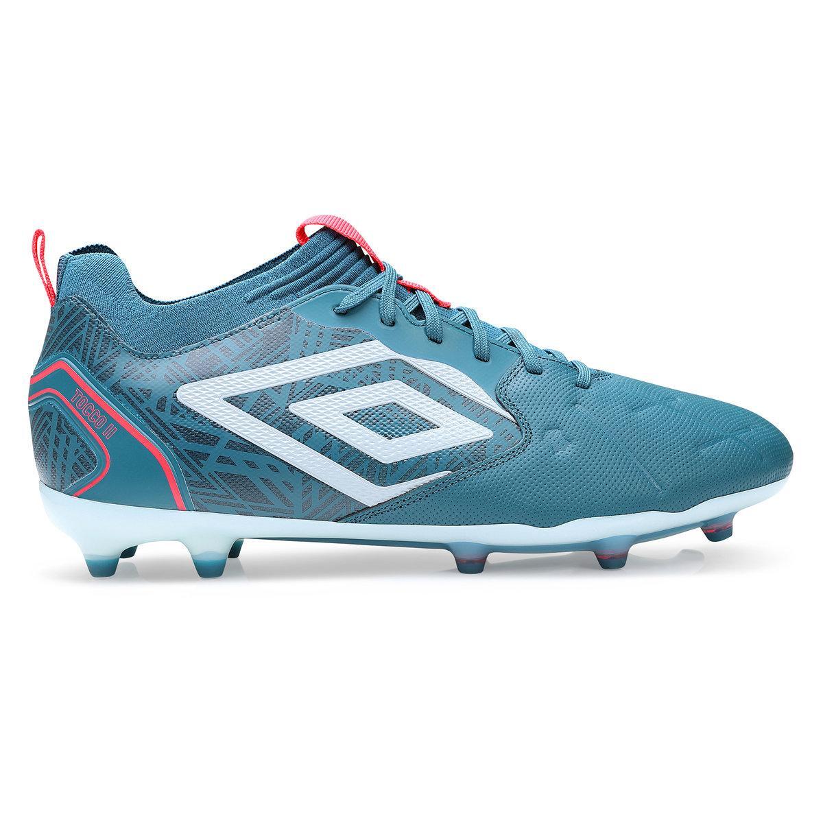 UMBRO Mens Tocco 2 Pro Leather Firm Ground Boots (Blue Coral/Plein Air/Geranium)