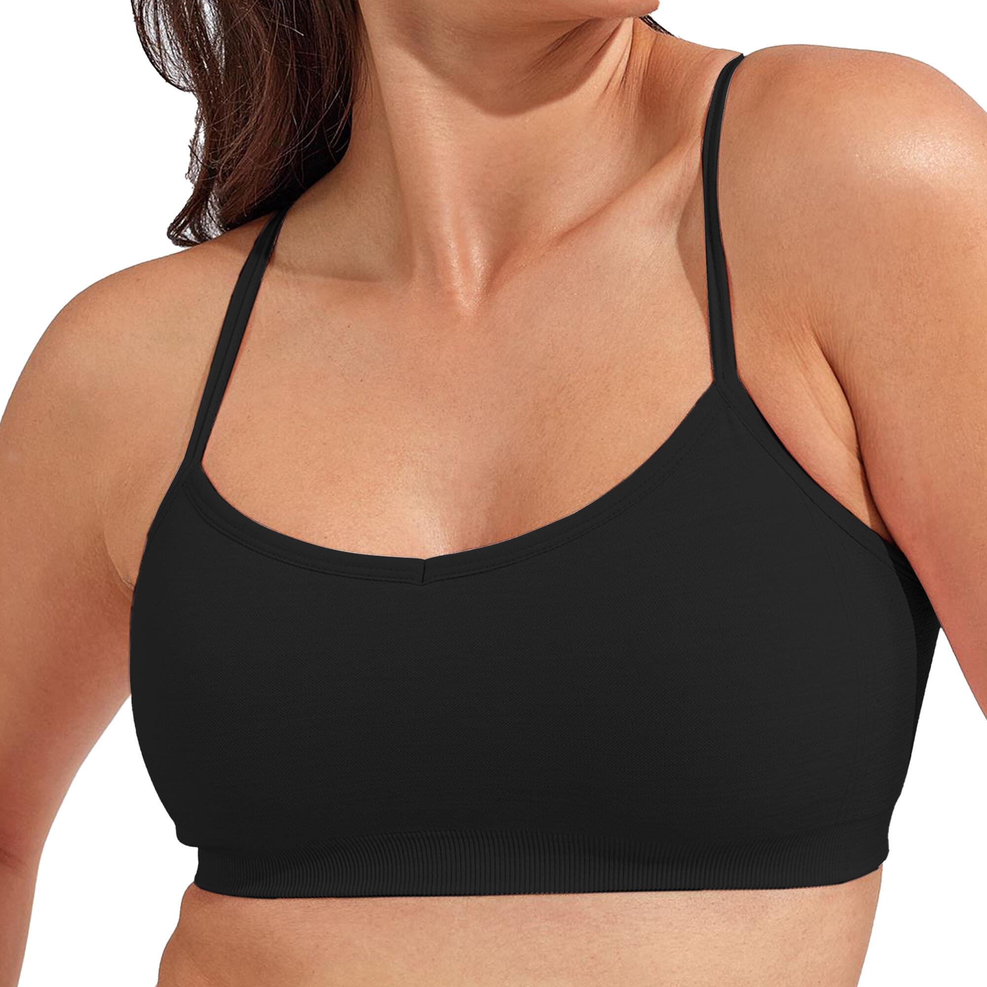 Womens/Ladies Seamless 3D Sports Bra (Black) 3/3