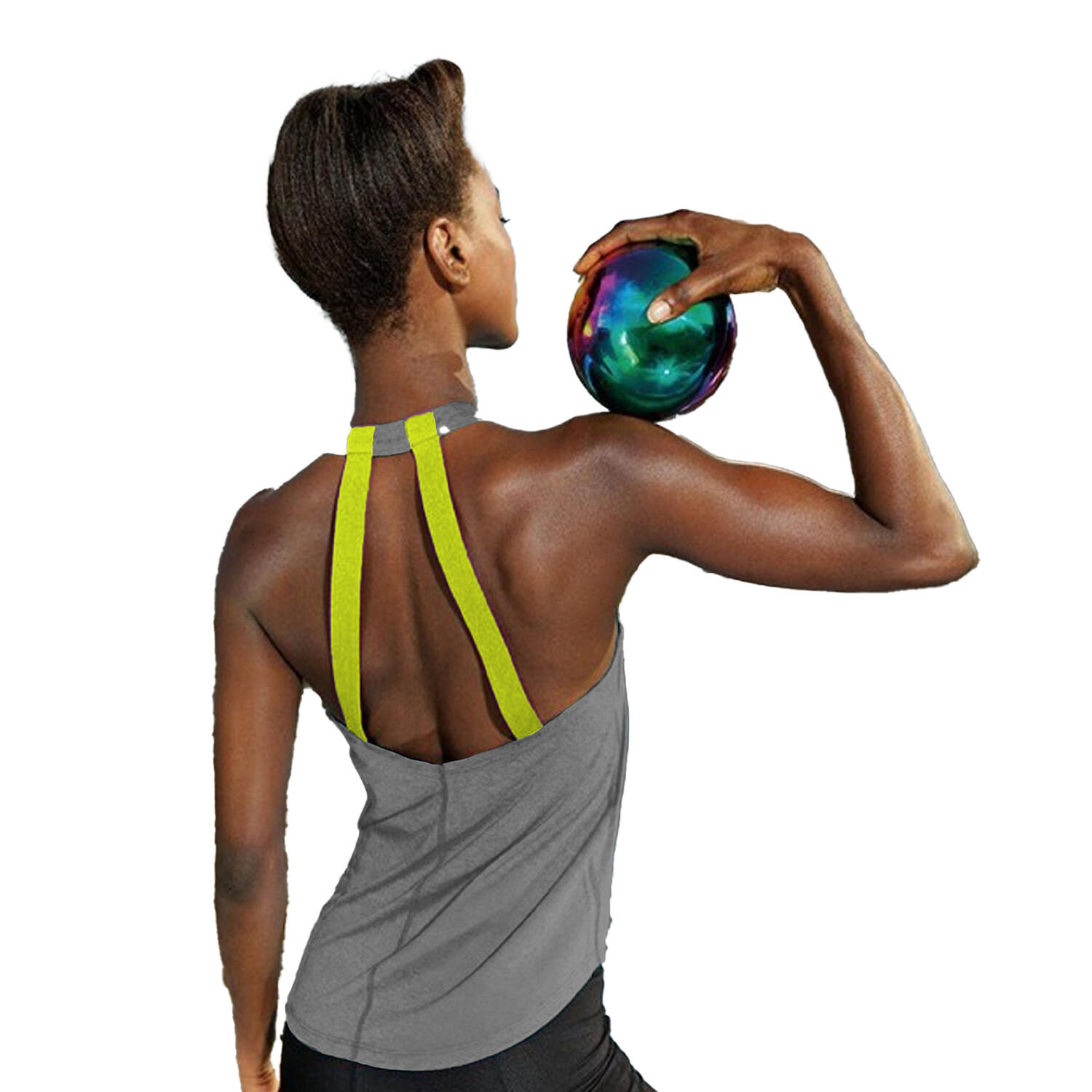 Tri Dri Womens/Ladies Double Strap Back Sleeveless Vest (Black Melange) 3/3