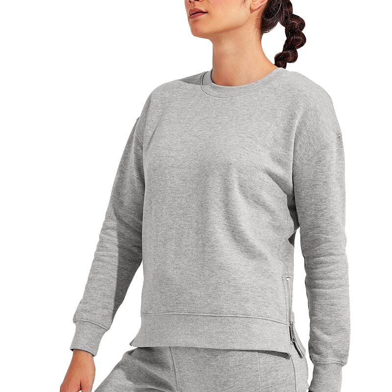 Sweatshirt Seitlicher Reißverschluss für Damen Grau