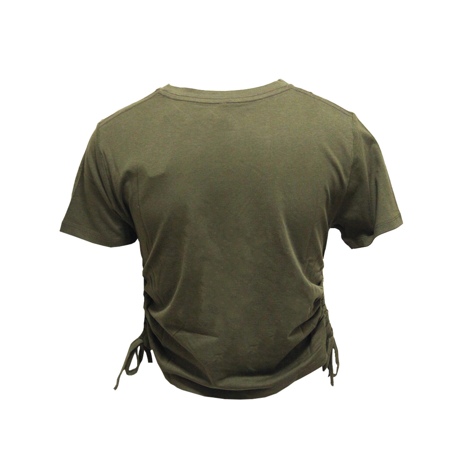 Womens/Ladies Ruched Crop Top (Olive) 2/3