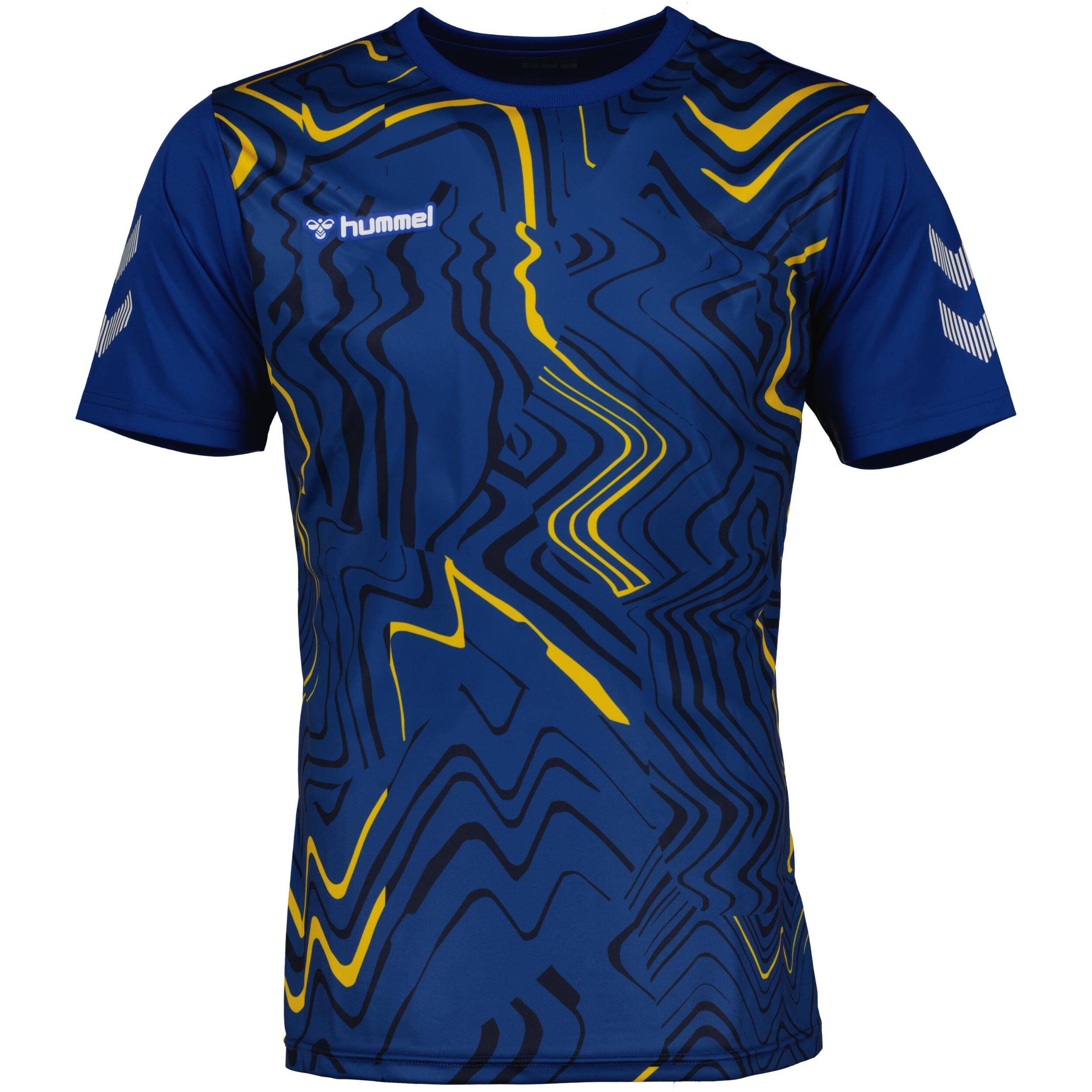 Hydro jersey for men, great for football, in true blue/marine/yellow 1/3