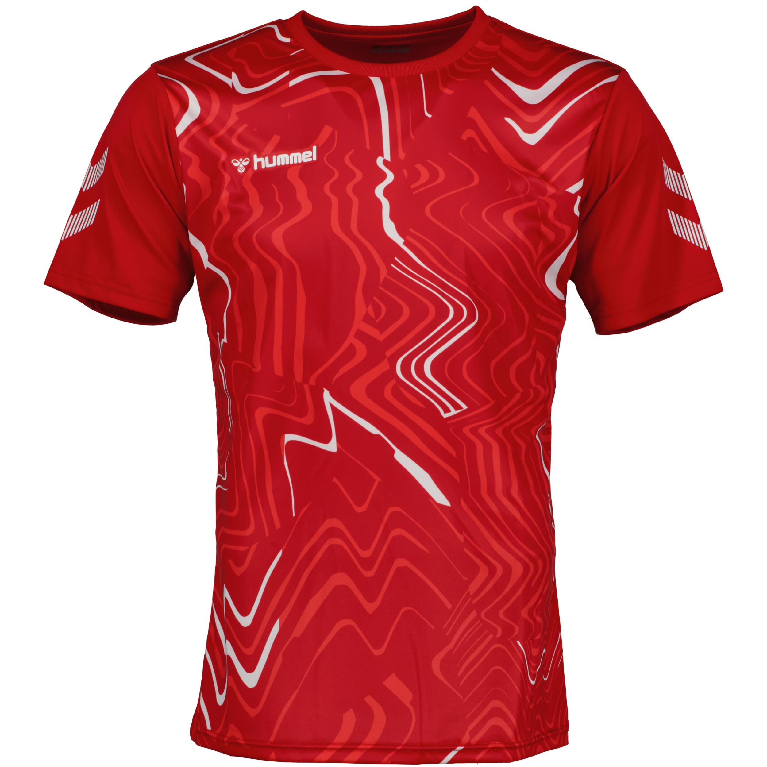 Hydro jersey for kids, great for football, in true red/dark red/white 1/3