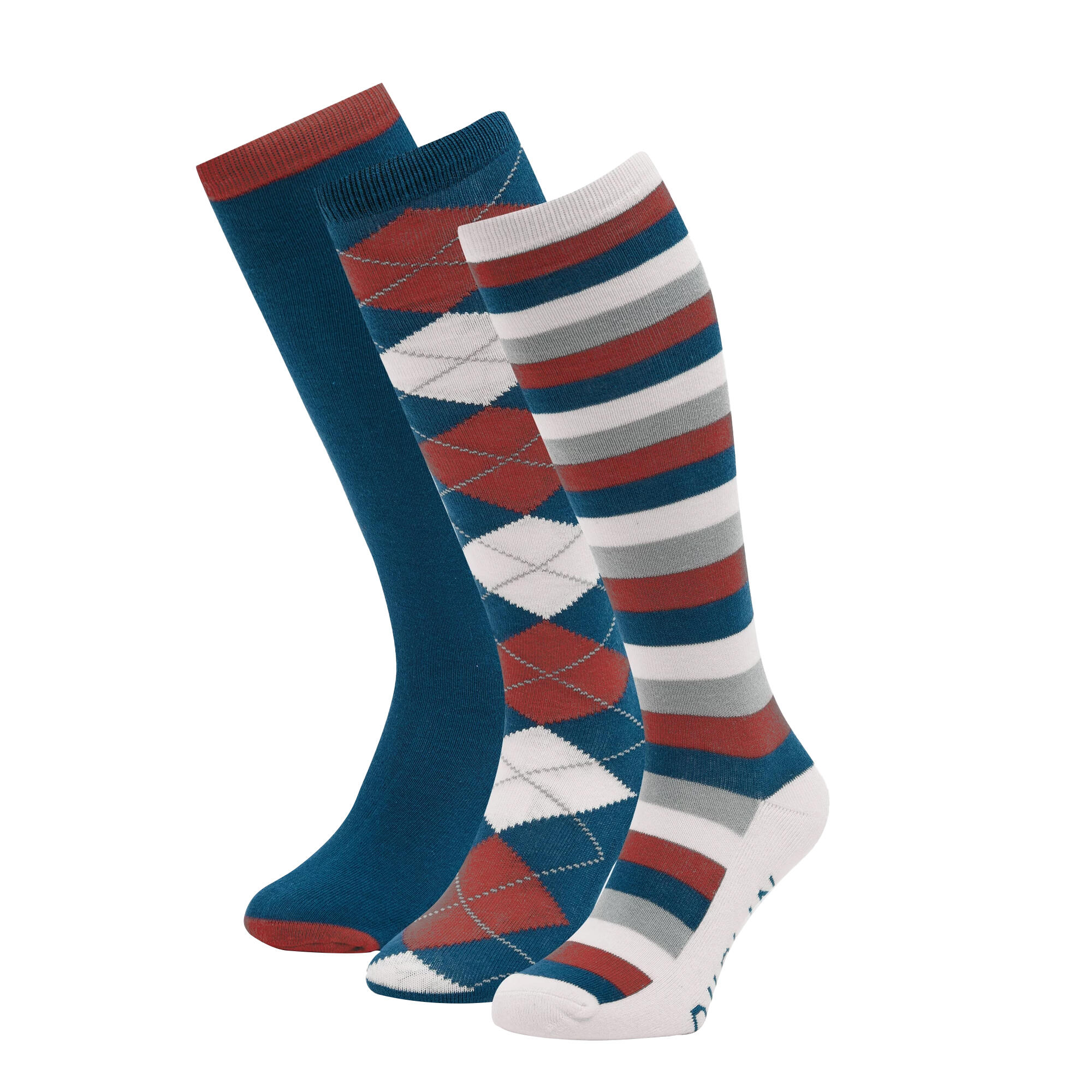 Adult knee-high socks (navy blue / red / white)