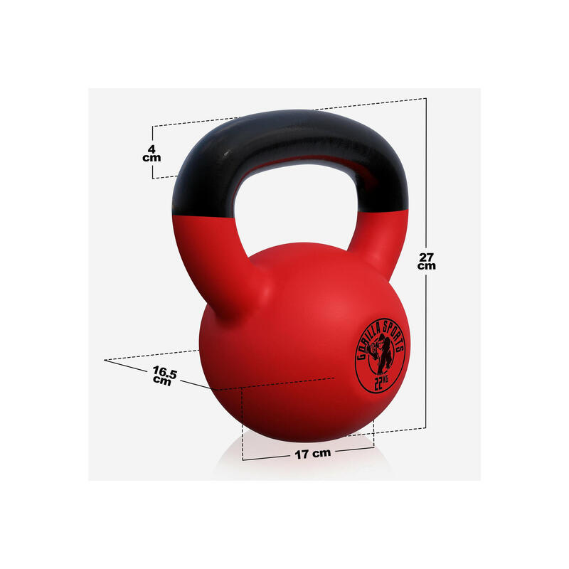 Kettlebell - Gietijzer (rubber coating) - 22 kg