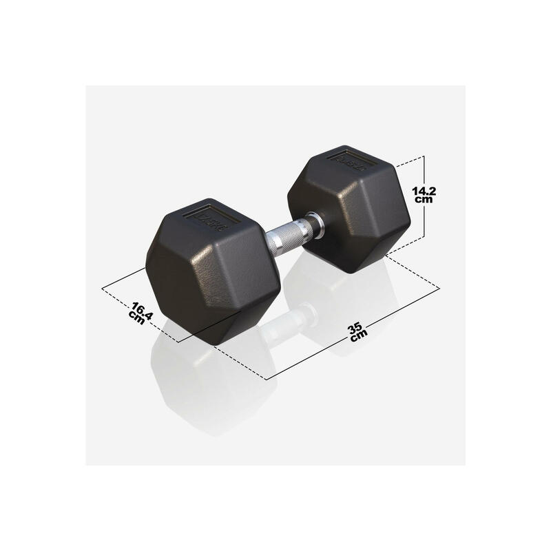 Dumbbell - 1 x 17,5 kg - Gietijzer - Hexagon - Halter